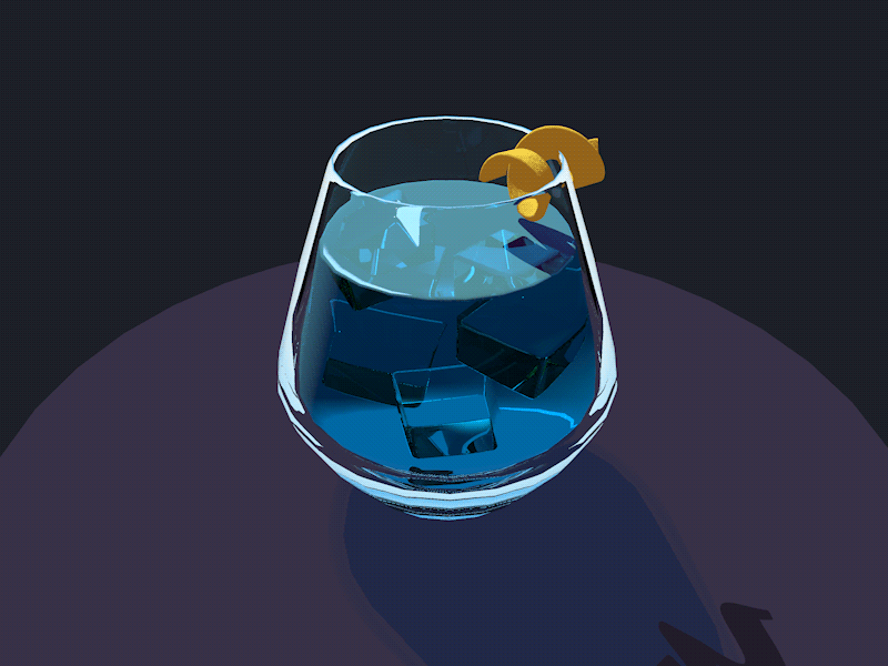 a gif of a blue lagoon drink created in Cinema 4D Lite