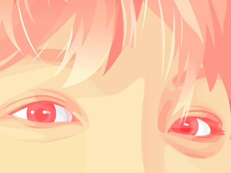 a vector portrait illustration zoomed in on the eyes to show the details in the hair and pupils